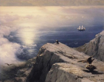 風景 Painting - イヴァン・アイヴァゾフスキー エーゲ海の岩だらけの海岸風景